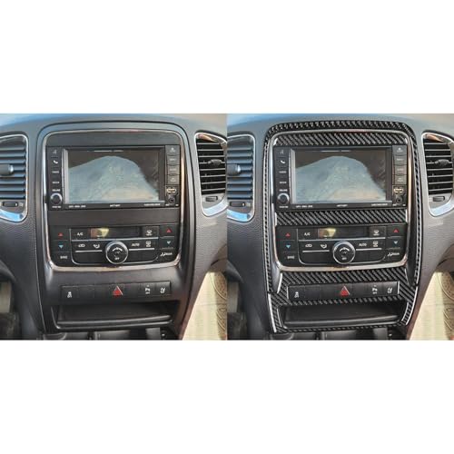 NVCNX Real Premium Carbon Fiber Accessories for Dodge Durango 2011-2013 2012 Car Dash Board Dashboard Infotainment System Panel Cover Interior Trim Sticker Decal 4PCs - color: 2011-2013 Dash Infotainment System Panel Trim