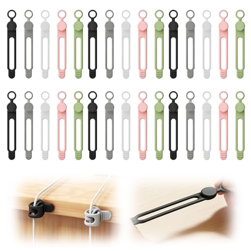 Data Cable Organizer,Reusable Cable Ties Wire Organizer,Silicone Cable Ties for Bundling Earphone, Phone Charger, Computer Cords in Home,Office,Kitchen,School (30 PCS) - color: 30 Pcs
