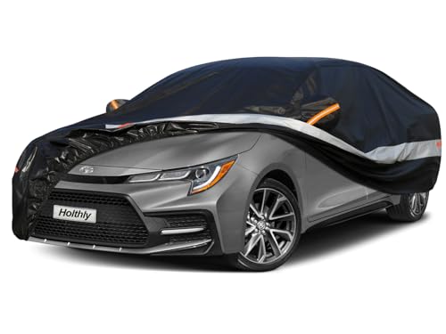 10 Layers Sedan Car Cover Waterproof All Weather for Automobiles,100% Waterproof Outdoor Car Covers Rain Snow UV Protection. Custom Fit for Honda Civic, Toyota Corolla, Hyundai Elantra,etc - color: Black, size: A3-See vehicle size chart