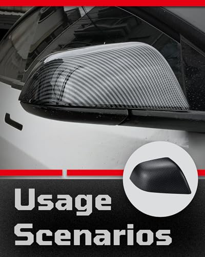 Side Mirror Caps Cover Compatible with Tesla Model 3 2017 2018 2019 2020 2021 2022 2023 2024 2025 Matte Carbon Fiber Mirror Covers - color: Model 3 Matte Carbon Fiber Mirror Covers