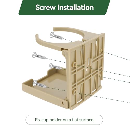 2pcs Adjustable Folding Cup Holder Automotive Water Drink Bottle Holder, fit Most Size Mugs Bottle, with Screws and Tapes, for Car Auto Truck RV Boat Van Camper Caravan Marine Yacht (Beige) - color: Beige