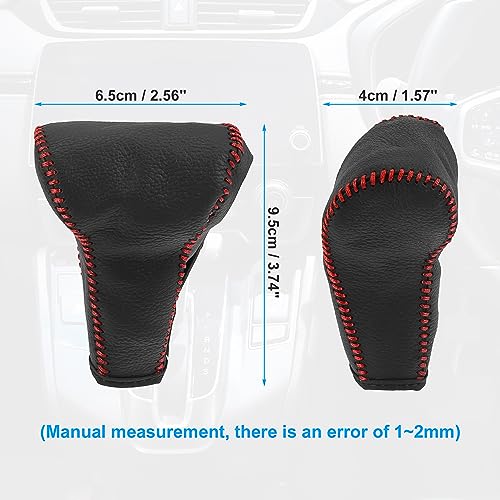 X AUTOHAUX Black Car Interior Faux Leather Gear Shifter Shift Knob Cover Transmission Shift Boot Lever for Honda CR-V 2017-2021 Red Stitches - color: Red