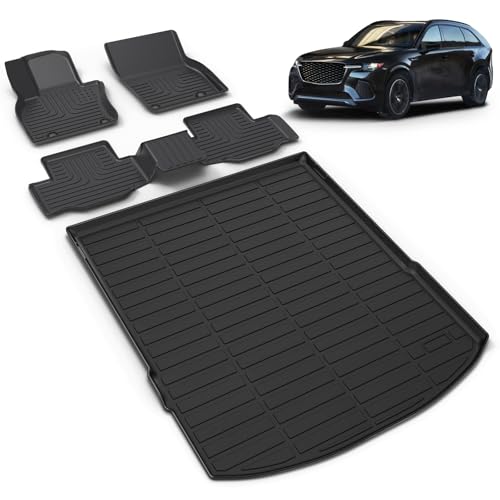 All Weather Car Floor Mats & Cargo Liner Set Fit for Mazda CX-70 & CX70 PHEV 2025 2026 Floor Liners Trunk Liner CX70 Cargo Mat Accessories Black - style: 1)For Mazda CX-70 & CX70 PHEV 2025-2026 Full Set