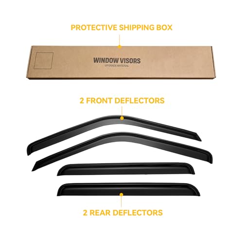 Window Visors for 1995-2000 Tahoe/Yukon, 1992-1999 Suburban, Chevy/GMC C/K 1500/2500/ 3500 for Crew Cab 1992-2000, Rain Guards Vent Deflector Shade Smoke for 1999-2000 Escalade, Tape-On, 4PCS - style: For 1995-2000 | Chevy Tahoe/ GMC Yukon | Out-Channel