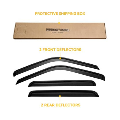 Window Visors for 1995-2000 Tahoe/Yukon, 1992-1999 Suburban, Chevy/GMC C/K 1500/2500/ 3500 for Crew Cab 1992-2000, Rain Guards Vent Deflector Shade Smoke for 1999-2000 Escalade, Tape-On, 4PCS - style: For 1995-2000 | Chevy Tahoe/ GMC Yukon | Out-Channel