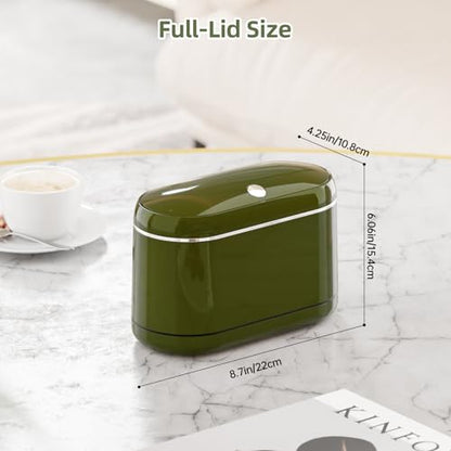 PAVSTINE Mini Trash Can for Desk with 5 Rolls of Trash Bags, Small Press-Top Countertop Garbage Bin, Removable Waste Basket for Bedroom, Vanity, Coffee Table, Kitchen (Green Full-Lid) - color: Green Full-Lid