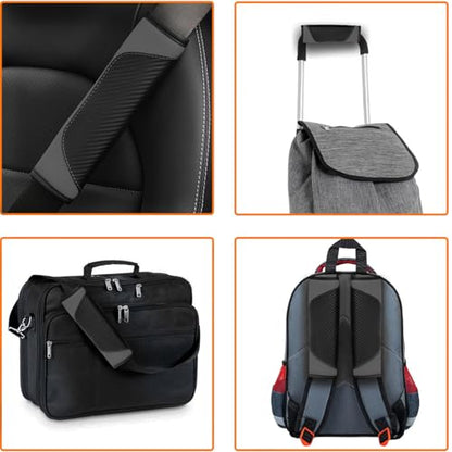 2PCS Car Seat Belt Cover, Carbon Fiber Safety Seatbelt Shoulder Strap Covers, Breathable Leather Soft Harness Pad for Car Interior Accessories (Black/Gray) - color: Black/Gray