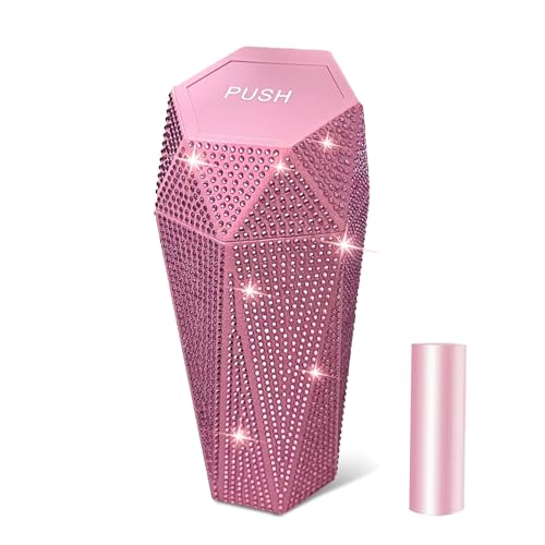 NBTEPEM Bling Car Trash Can with Lid, Bling Car Accessories Trash Bin, Leakproof Auto Garbage Can with 30 Trash Bags, Multipurpose Organizers and Storage for Home, Office (Pink Diamond) - color: New Pink