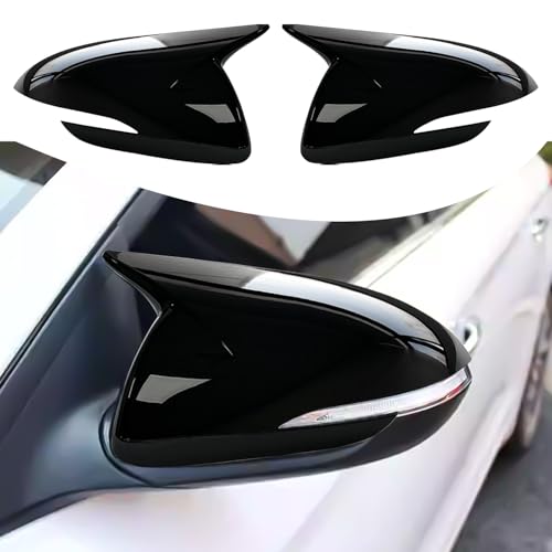 Compatible with Hyundai Elantra 2017 2018 2019 2020 with Turn Signal Accessories Car Exterior Ox Horn Design Door Side Rearview Mirror Guard Cover Trim Caps - Glossy Black Style 2PCS - color: Glossy Black, size: For Elantra 2017-2020 with Turn Signal