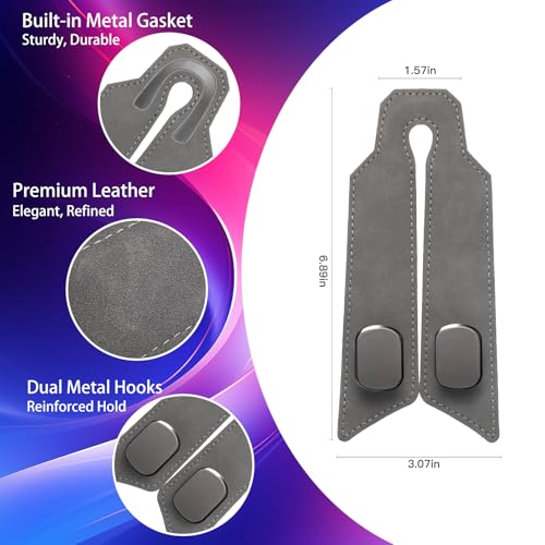 2Pcs Car Headrest Hooks with Premium Leather, Upgraded Double Metal Hooks with Anti-Drop Design, Universal Back Seat Hanger for Bags, Coats, Purses and Groceries (Classic Gray) - color: Classic Gray 2Pcs
