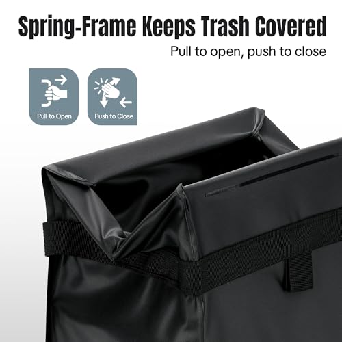 Car Trash Bag, Leakproof Waterproof Auto Garbage Container, Collapsible Portable Hanging Organizer for Car, SUV and Truck Seat Backs, 3 Gallons 9.05x6.89x10.63 Inches Black