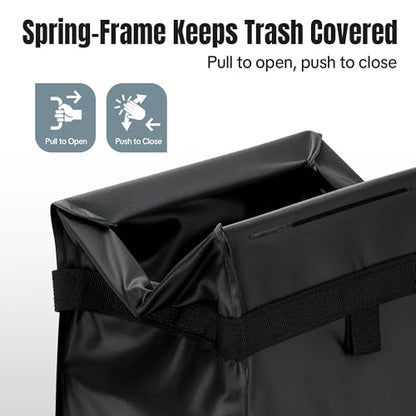 Car Trash Bag, Leakproof Waterproof Auto Garbage Container, Collapsible Portable Hanging Organizer for Car, SUV and Truck Seat Backs, 3 Gallons 9.05x6.89x10.63 Inches Black