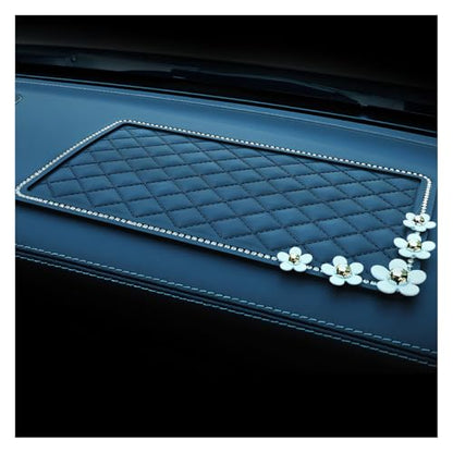 Bling Daisy Car Dashboard Anti-Slip Mat, Rhinestone Auto Dash Phone Hold Sticky Pad, 10.4'' × 5.9'' Vehicle Strong Gripping Mat for Keychain, Sun Glass and Electronic Device (Diamond/Daisy) - color: Diamond/Daisy