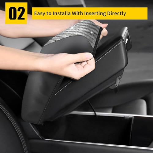 AOMSAZTO Bling Crystal Diamond Console Covers for 2011-2019 Ford Explorer Leather Armrest Covers - color: Bling