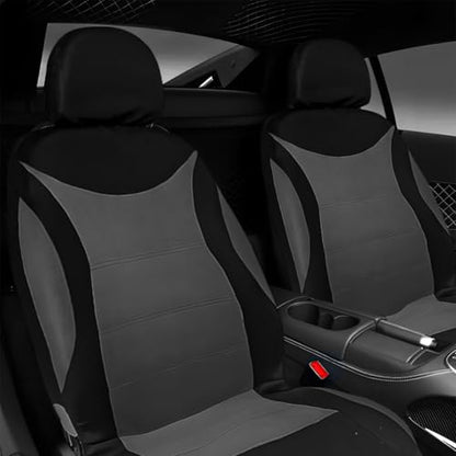 Car Front Seat Cover Set, Waterproof Vehicle Frontseat Protector with Removable Headrest, Washable Automotive Interior Seat Accessories, Universal Fit (Black/Gray) - color: black/gray
