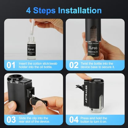 Smart Car Air Freshener Diffuser – Auto On/Off Aromatherapy Diffuser with 3 Scent Modes, USB Rechargeable, Vent Clip, 6 Essential Oil Refills Included – Long-Lasting Fragrance, Car Decor & Gift