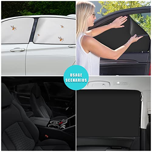 Ziciner Car Window Sun Shade（Only for Metal Frame）, 2 Pcs Auto Side Rear Magnetic Windshield Curtains, Sun Heat Blocker and UV Rays Protector, Universal Window Covers for Car, SUV (Silver-Back Window) - color: Silver-Back Window
