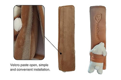 Tianmei 2Pcs Bear Doll Styling Faux Suede Car Seat Belt Strap Cover Shoulder Strap Pad (Brown Color) - color: Bear Brown - 2PCS