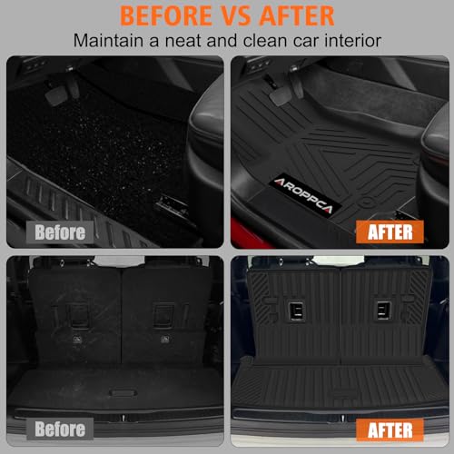 All Weather Car Floor Mats Cargo Liner with Backrest Mat for 2021-2025 Jeep Grand Cherokee L (Only 6-Seats w/o Center Console), TPE Rubber Liners Full Set for Jeep Grand Cherokee Accessories - size: Floor Mats for 2021-2025 Grand Cherokee L