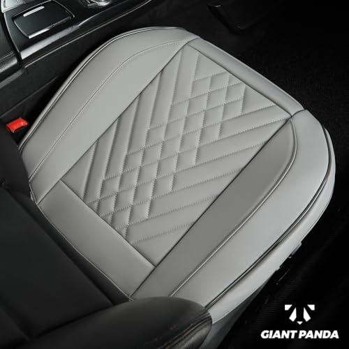 GIANT PANDA 1pack Front Car Seat Cover Bottom Seat Cover, PU Leather Driver Car Seat Protector Fits 95% of Vehicles, Wrapping Around The Bottom (Grey) - color: Front Seat Gray, size: 1 Piece Standard Size