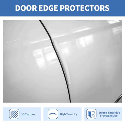 4PCS Car Door Edge Guards Universal 3D Carbon Fiber Texture Anti-Collision Scratch Protector Strips Flexible Silicone Trim with Nano Adhesive for Sedan SUV Truck White - color: White