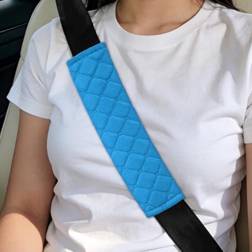 2PCS Car Seat Belt Pads Cover, Fluffy Car Seatbelt Covers, Soft Car Seat Belt Strap Cushion Protect Your Neck and Shoulder, Driving Seat Belt Shoulder Strap Cover for Most Autos (Blue) - color: Blue
