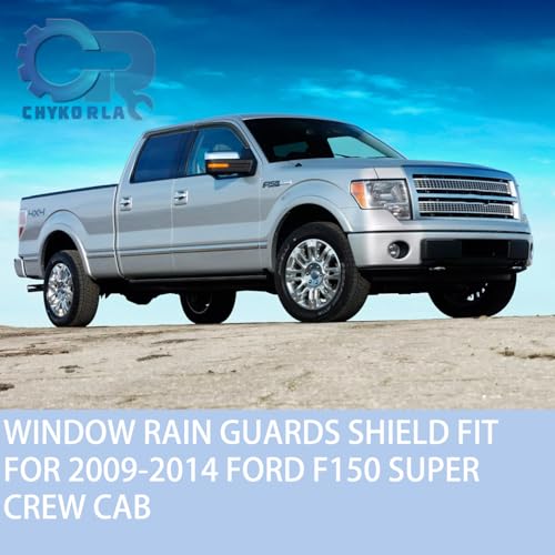 Rain Guards Window Visors Fit for 2009-2014 Ford F150 SuperCrew Cab Truck, Outside Mount Sun Shade Window Vent Deflectors,Smoke Tinted Side Window Vent Visors 2010 2011 2012 2013 - size: For 2009-2014 F150 SuperCrew