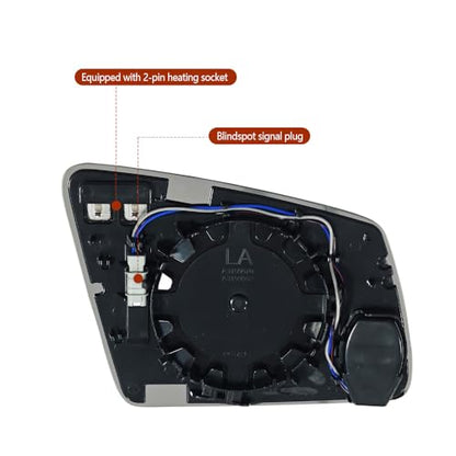 LH Heated Mirror Glass Fit for Mercedes Benz A Class B C Replace A2128102121, with Blind Spot Detection Left Driver Side - size: Left Side
