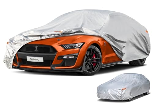 Kayme 6 Layers Car Cover Waterproof All Weather for Automobiles, Outdoor Full Cover Sun UV Snow Protection, Universal Fit for Ford Shelby, Chevy Camaro/Corvette, Lexus RC LC, Etc. (186-193 inch). - color: Aluminum-Silver, size: C3 Fit Coupe/Cabrio-Length