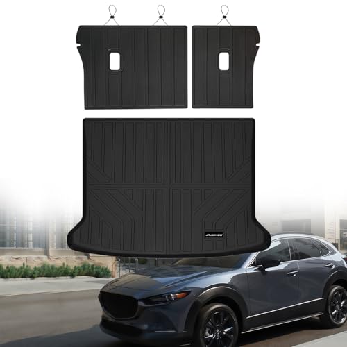 Cargo Mat for 2020-2025 2026 Mazda CX-30 with Backrest Mat,TPE All Weather Protection for CX30 Trunk Mat Covering The Backrest Mat with Velcro Fastener Accessories,Black - size: 2020-2026 CX-30 2-in-1 cargo mat