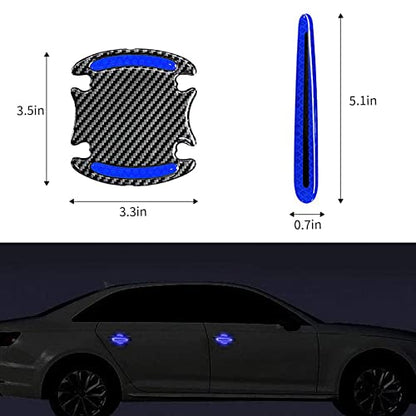 Car Door Handle Protector Reflective Sticker Universal Auto Carbon Fiber Door Handle Anti Scratch Cover Guard 8PCS Blue - color: Blue