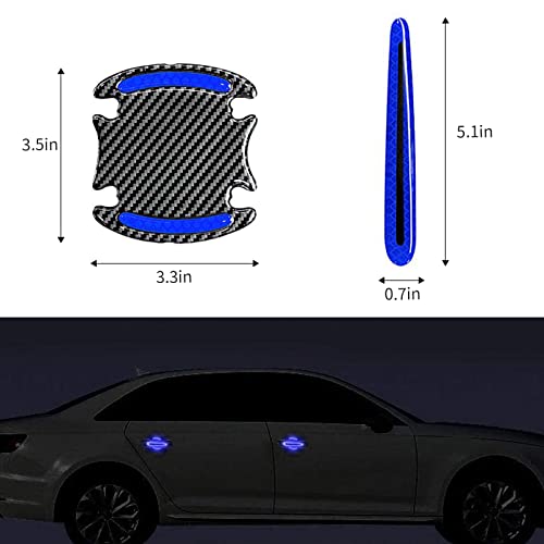 Car Door Handle Protector Reflective Sticker Universal Auto Carbon Fiber Door Handle Anti Scratch Cover Guard 8PCS Blue - color: Blue