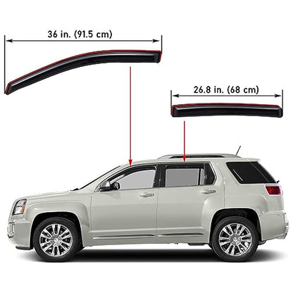 Lightronic Extra Durable Clip-on in-Channel Auto Vent Window Visor, Fits 2010-2017 GMC Terrain, UV Protection Rain Guard, Original Wind Deflector, No-Drill Easy Install, Dark Smoke, 4-Pcs - size: In-channel