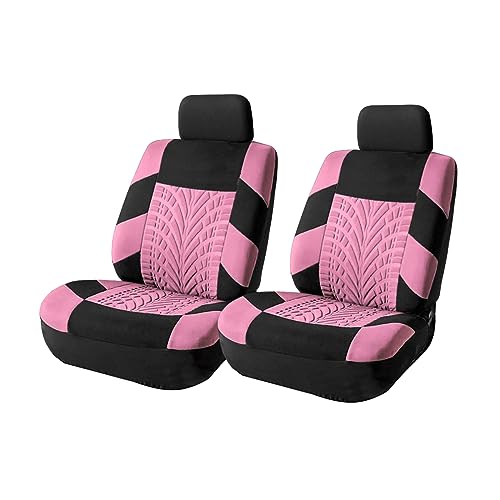 2PCS Car Seat Covers for Front Seats, Breathable Waterproof Polyester Split Automotive Cushion Cover, Vehicle Seat Protectors Driver Interior Accessories Universal for Most Cars, SUV (Pink/Front)