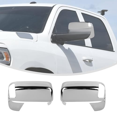Linskip Driver and Passenger Side Mirror Cover with Side Protection Compatible with Ram 2500/3500 2019 2020 2021 2022, Door Mirror Bezel Caps for Ram 2500 3500 Exterior Accessories(Chrome) - color: Chrome
