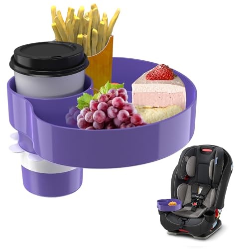 Kids Car Seat Tray, Travel Tray with Cup Holder for Toddler Baby, Kids Car Seat Food Snack Organizer for Road Trip, Stroller snack Organizer Travel Must Haves Toddler Must Haves (Purple, 1 PCS) - color: Purple, size: 1 Pack