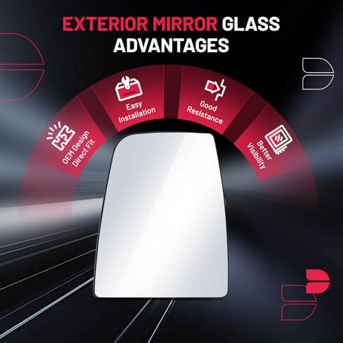BDFHYK Mirror Glass Compatible with Transit T150 T250 T350 2015-2022 Side View Heated Convex Mirror Glass with Backing Plate, Replaces CK4Z17K707B (Left Upper Side) - size: Left Driver Side, style: 2015-2022 Transit T150