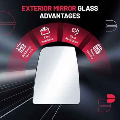 BDFHYK Mirror Glass Compatible with Transit T150 T250 T350 2015-2022 Side View Heated Convex Mirror Glass with Backing Plate, Replaces CK4Z17K707B (Left Upper Side) - size: Left Driver Side, style: 2015-2022 Transit T150