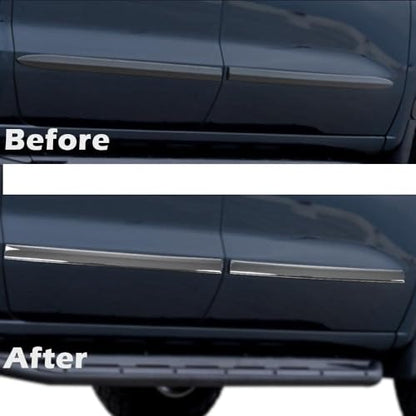 PIT66 Side Door Body Molding Trims 4 Pcs Compatible with Chevy Silverado 1500 Crew Cab 2500/3500 Crew Cab 2014-2018, Fit GMC Sierra 1500 2500 3500 Crew Cab 2014-2018 Chrome