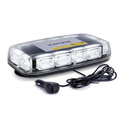 Xprite Upgraded 12" 72LED Rooftop Mini Strobe Lights, Emergency Safety Flashing Beacon Light Bar with Magnetic Base for 12V-24V Construction Vehicles, Trucks, Snow Plow, Postal Car (White) - color: White