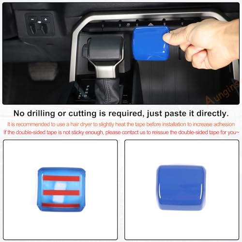 Aunginsy Car Gear Shifter Hand Brake Cover Trim Compatible with Toyota Tundra 2022+, Sequoia 2023+ & Tacoma 2024+, Automatic Center Console Gear Shift Head Knob Scratch Protector Cover ABS Accessories - color: Blue(A)