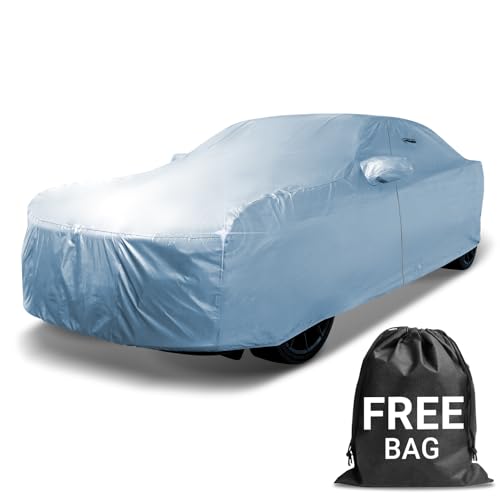 iCarCover 18-Layer Car Cover Waterproof All Weather, Premium Quality Car Covers for Automobiles, UV Protection, Benz CLK, RSX, Collora, Prius, Sentra, C70, Size C12 (See Size Chart) - color: Sedan & Coupe - Sky Gray, size: C12 for Sedan & Coupe (179"-183"