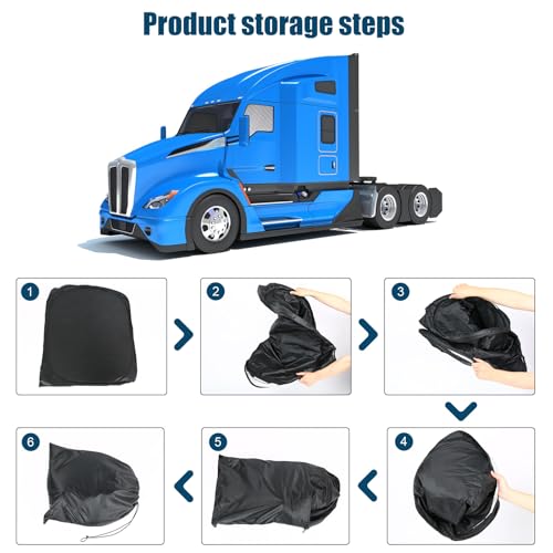 Side Window Sun Shade for Kenworth T680 T880 W990 T680E 2011-2026,Custom Fit 210T Reflective Sunshade for Semi Truck, 6-Layer Heat Insulation Privacy Protector, Block 99% UV Rays, 2PCS - size: Kenworth T680 / T680E / T880 / W990 2011-2026