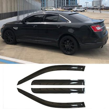 94194 Side Window Visors Wind Vent Deflector,4pcs Outside Mount Tape-On Nice Sun Rain Guards Set for 2010-2019 Ford Taurus - size: 2010-2019 Ford Taurus(dark Smoke)