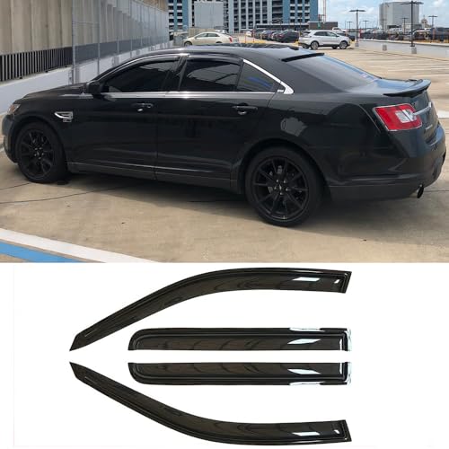 94194 Side Window Visors Wind Vent Deflector,4pcs Outside Mount Tape-On Nice Sun Rain Guards Set for 2010-2019 Ford Taurus - size: 2010-2019 Ford Taurus(dark Smoke)