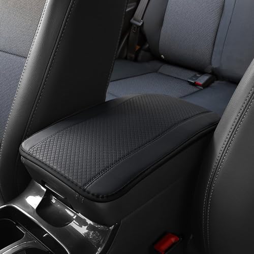 Car Center Console Armrest Pad, 12.6X 7.2 Inch PU Leather Waterproof Auto Armrest Seat Box Cover Protector, Car Center Console Cover, Universal Car Interior Accessories for Cars, Trucks, SUVs - color: Black