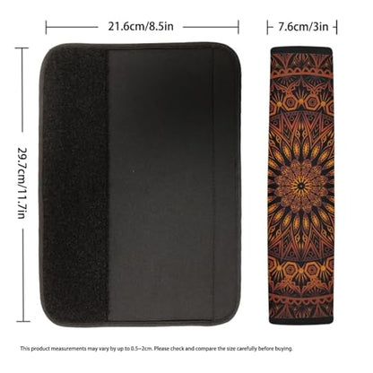 Orange Mandala Car Seat Belt Cover Seatbelt Pads,All Season Universal Trendy Shoulder Strap Pads Padding for Vehicle/Backpack,Set of 2 - color: Orange Mandala