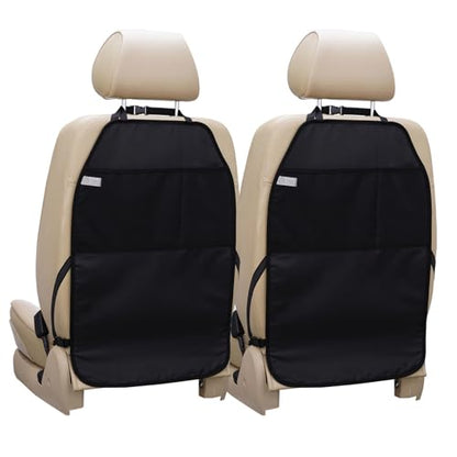 Viaviat Car Seat Protector Large Kick Mat 2 Pack Durable Water Resistant Auto Seat Back Covers with 2 Mesh Pockets Protection Against Dust Mud Scratches (Black, 2-Pack) - color: black, size: 2-Pack