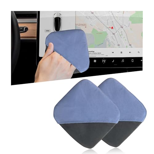 Ohleats Car Screen Cleaner, Microfiber Auto Screen Cleaning Pad, Foldable Touch Screen Cleaner Cloth for Vehicle Dashboard LCD Display, Interior Car Accessories - color: Blue&Gray,2Pcs