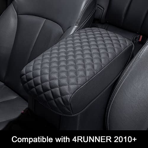 JKCOVER Center Console Armrest Cover Compatible with Toyota 4Runner 2010-2022 2023 2024 Truck Accessories Premium PU Leather Cushion Protector (Black)